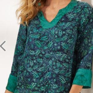 Soft Surroundings Teal & White Tunic